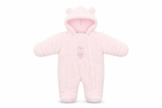 Bebe Bonito Pink Hooded Fleece Bear Coverall 0-3 Months Unisex Baby