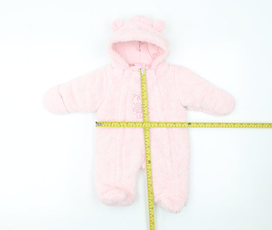 Bebe Bonito Pink Hooded Fleece Bear Coverall 0-3 Months Unisex Baby