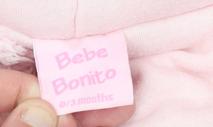 Bebe Bonito Pink Hooded Fleece Bear Coverall 0-3 Months Unisex Baby