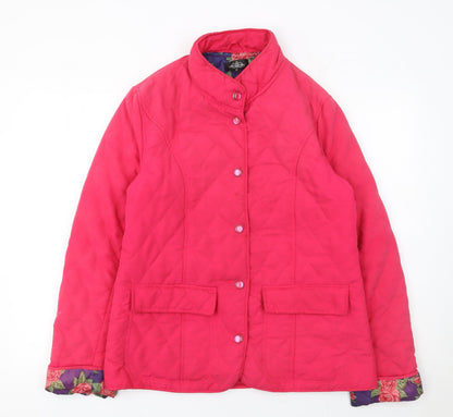 David Barry Womens Pink Quilted Mid-Length Jacket Size 12