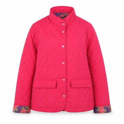 David Barry Womens Pink Quilted Mid-Length Jacket Size 12