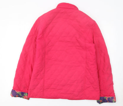 David Barry Womens Pink Quilted Mid-Length Jacket Size 12