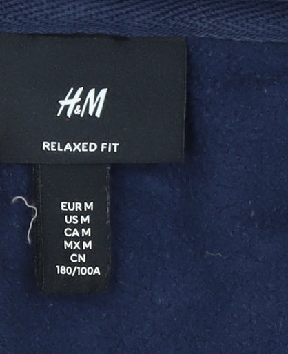 Mens UK Size M H&M Blue Full Zip Hoodie