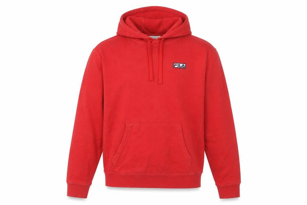Fila Men's Red Pullover Hoodie M Regular Fit Cotton Blend