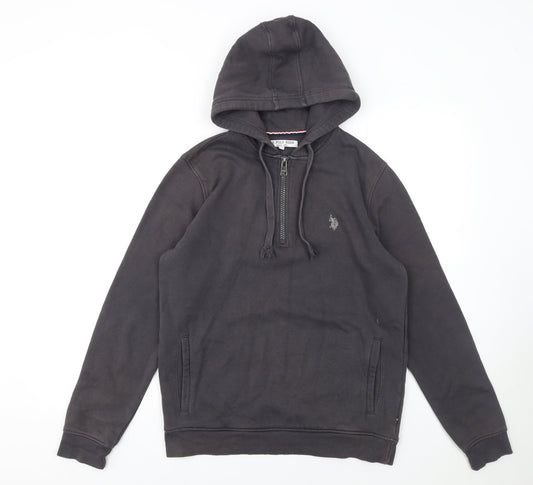 Mens UK Size S U.S. Polo Assn. Black 1/2 Zip Hoodie