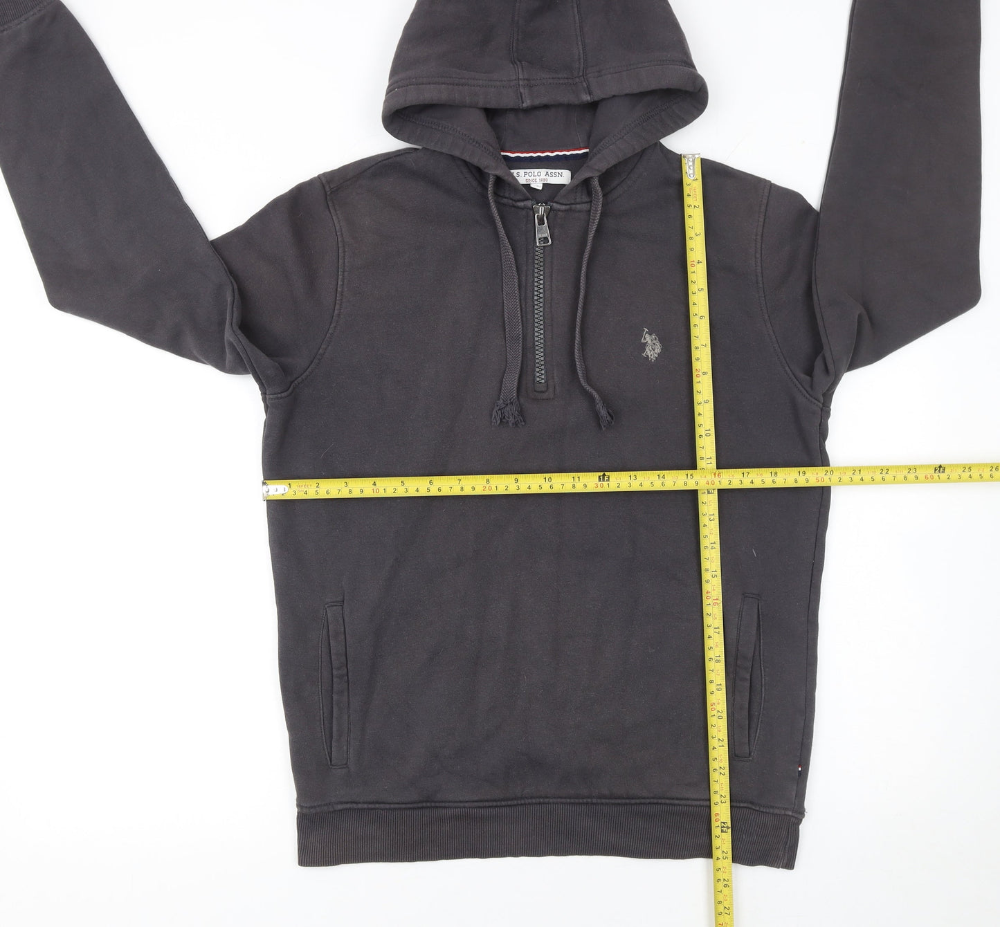 Mens UK Size S U.S. Polo Assn. Black 1/2 Zip Hoodie
