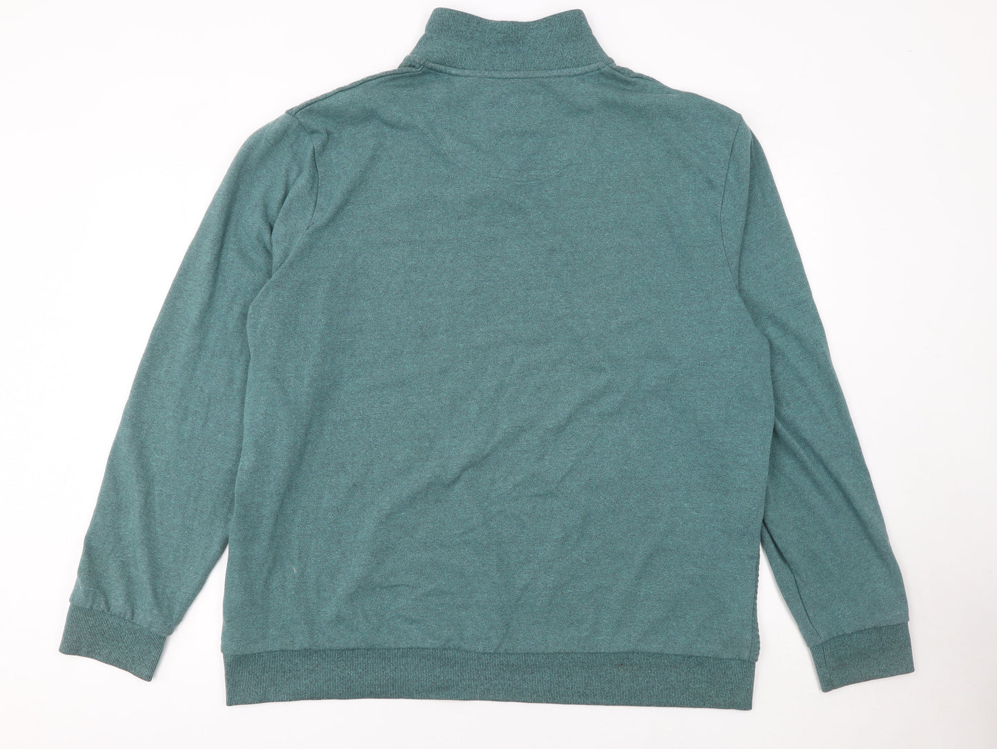 Next Men Green 2XL 1/2 Zip High Neck Cotton Blend Jumper