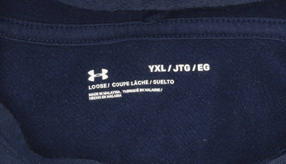 Under Armour Boys Navy Pullover Hoodie YXL 158-170cm Cotton Blend Fleece