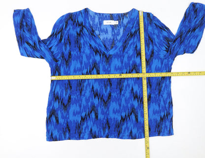 Vila Women Blue Geometric Tunic Blouse Size 10 Viscose
