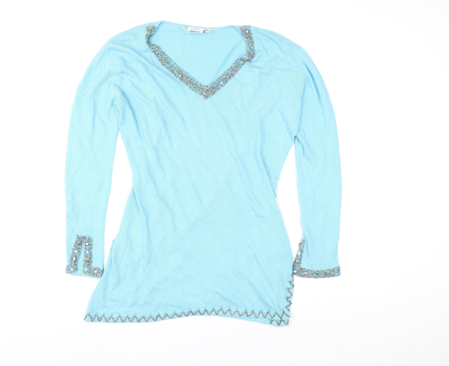 Womens UK Size M Star Blu Blue Tunic Sweatshirt