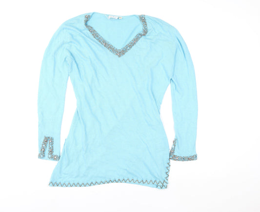 Womens UK Size M Star Blu Blue Tunic Sweatshirt