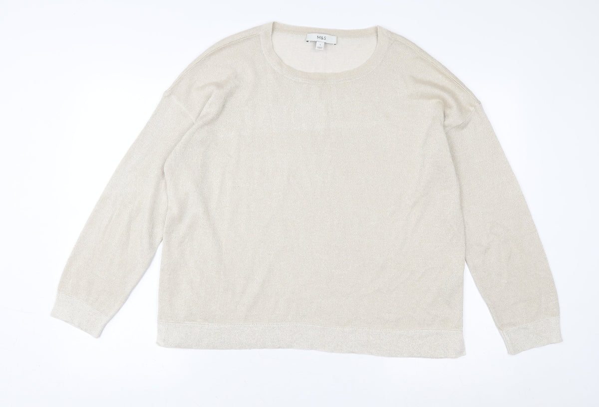 Womens UK Size L Marks and Spencer Beige Basic Blouse