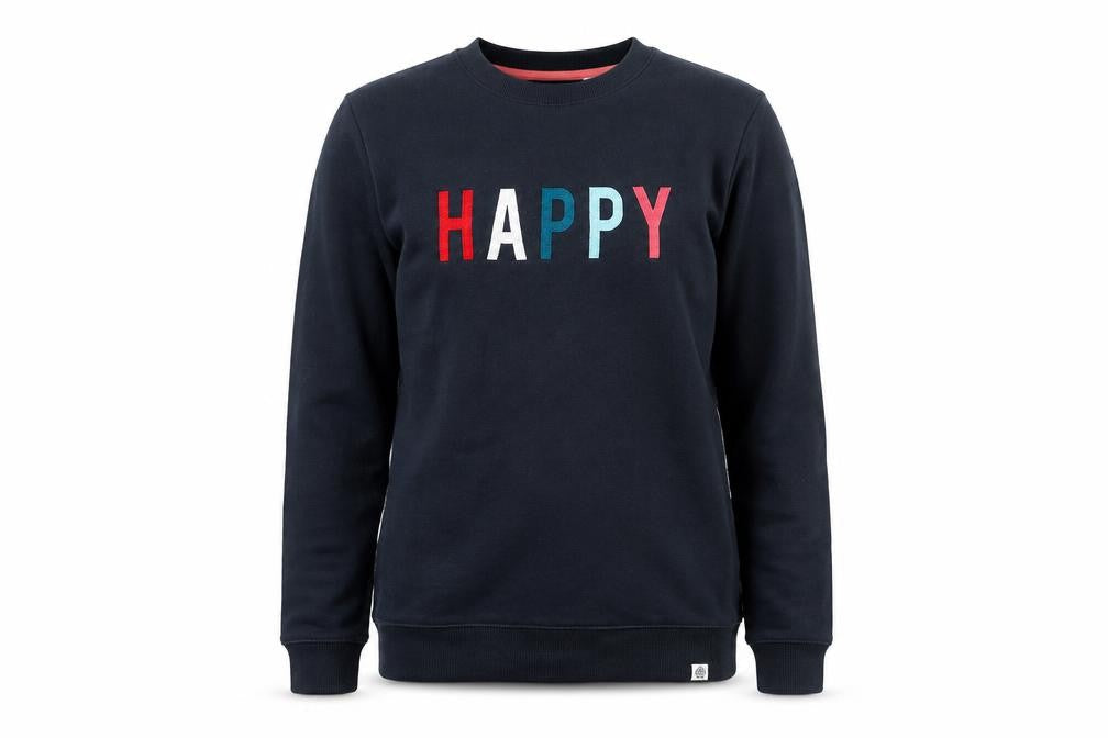 TOG24 Girls Blue 'Happy' Pullover Sweatshirt Size 8 Years Cotton Blend