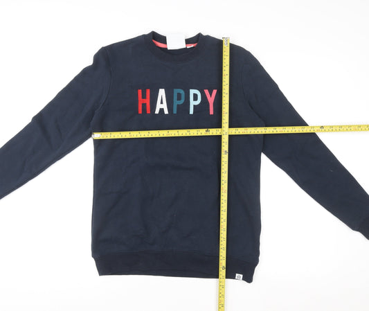 TOG24 Girls Blue 'Happy' Pullover Sweatshirt Size 8 Years Cotton Blend