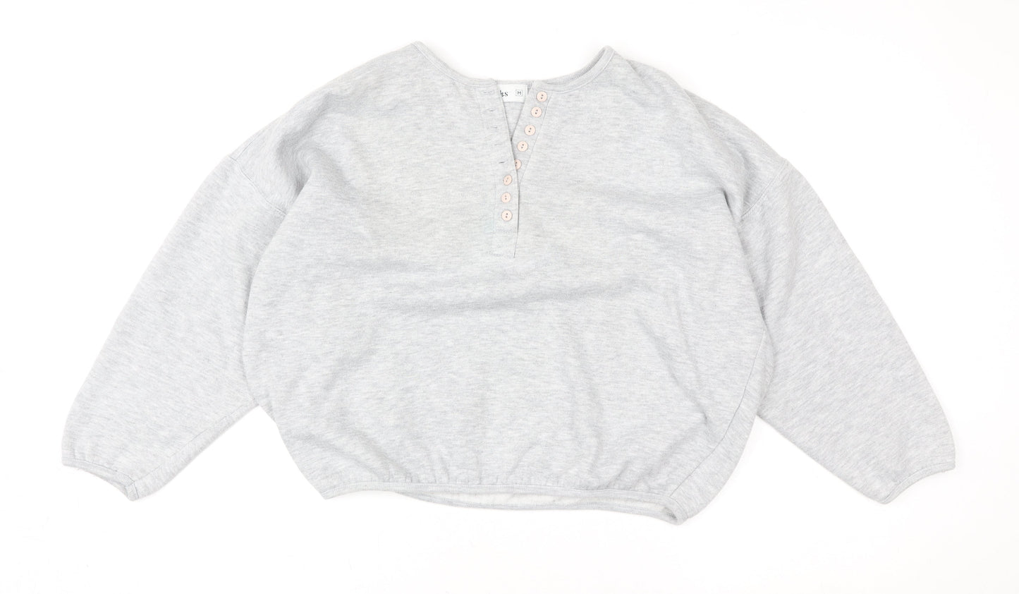 Womens UK Size M Marks and Spencer Grey Henley Sweatshirt