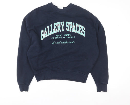 Womens UK Size S Pull&Bear Blue Pullover Sweatshirt