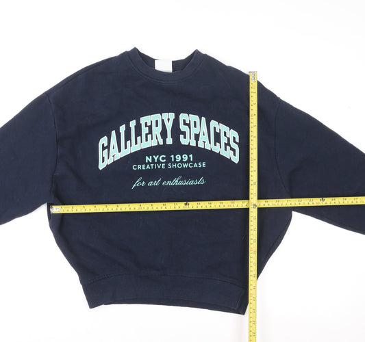 Womens UK Size S Pull&Bear Blue Pullover Sweatshirt