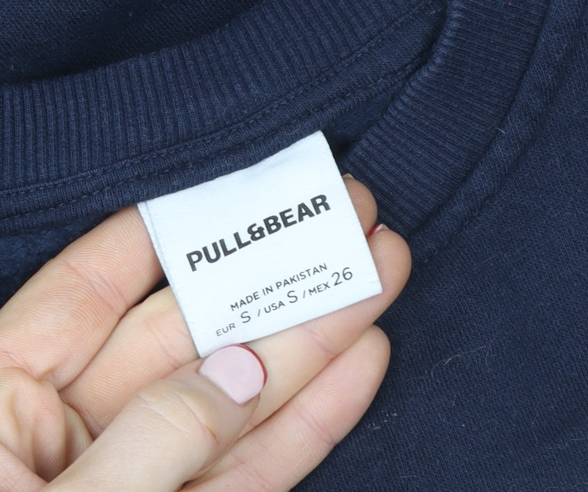 Womens UK Size S Pull&Bear Blue Pullover Sweatshirt