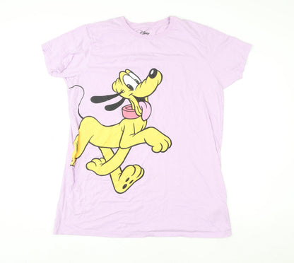 Disney Women Purple Cotton Pluto Nightshirt UK 12-14 T-Shirt Style