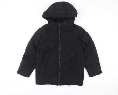 Girls UK Size 7-8 Years F&F Black Puffer Jacket