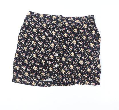 New Look Women Blue Floral A-Line Corduroy Skirt Size 12