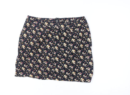 New Look Women Blue Floral A-Line Corduroy Skirt Size 12