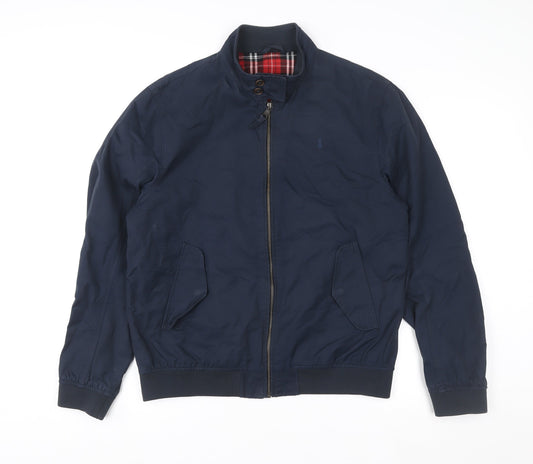 Next Men's Blue Bomber Jacket M Cotton Nylon Full Zip Casual