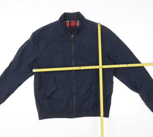 Next Men's Blue Bomber Jacket M Cotton Nylon Full Zip Casual