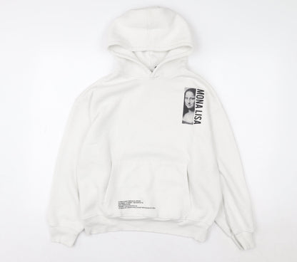 Girls UK Size 13-14 Years Zara White Pullover Hoodie
