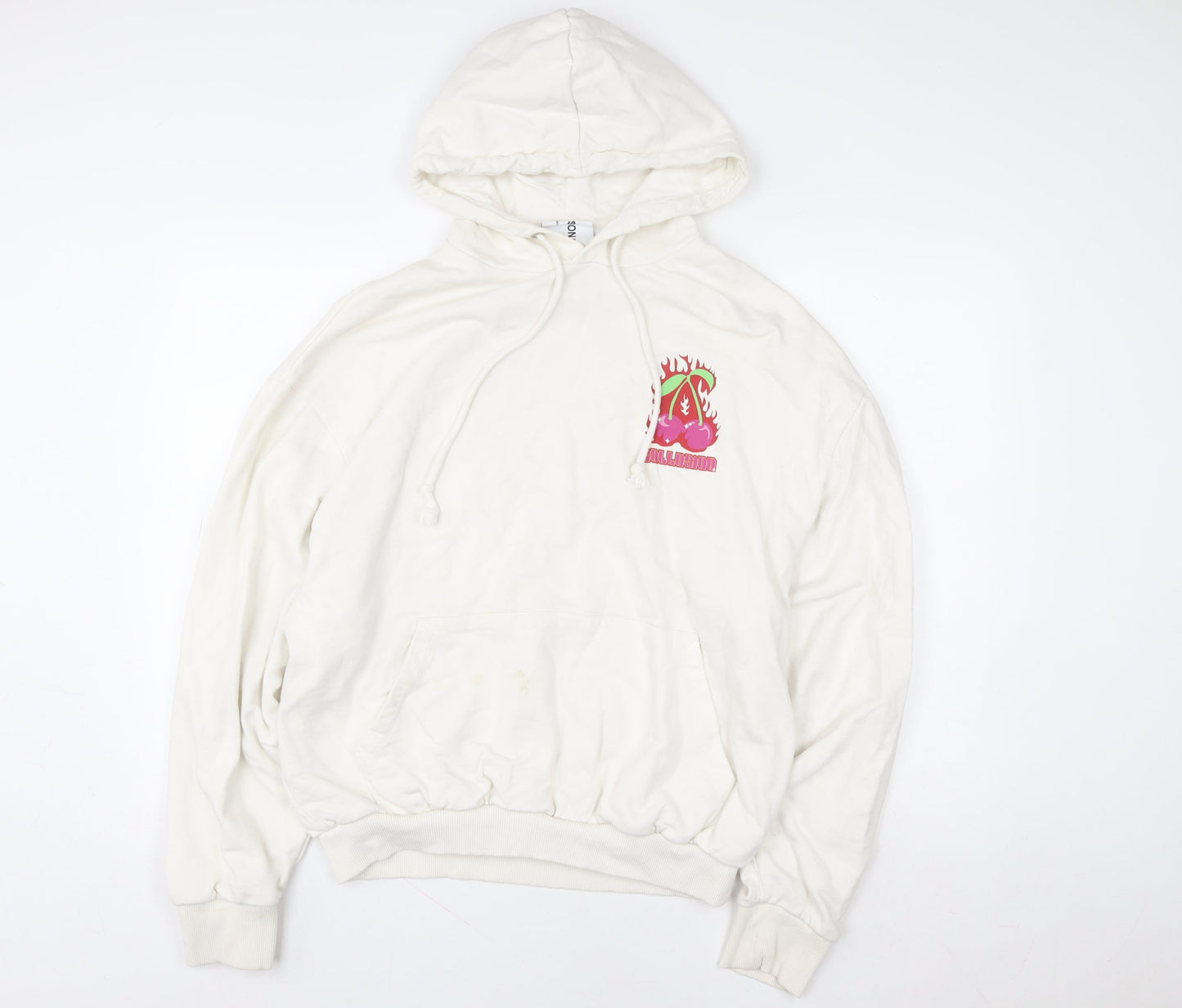Womens UK Size S COLLUSION White Pullover Hoodie
