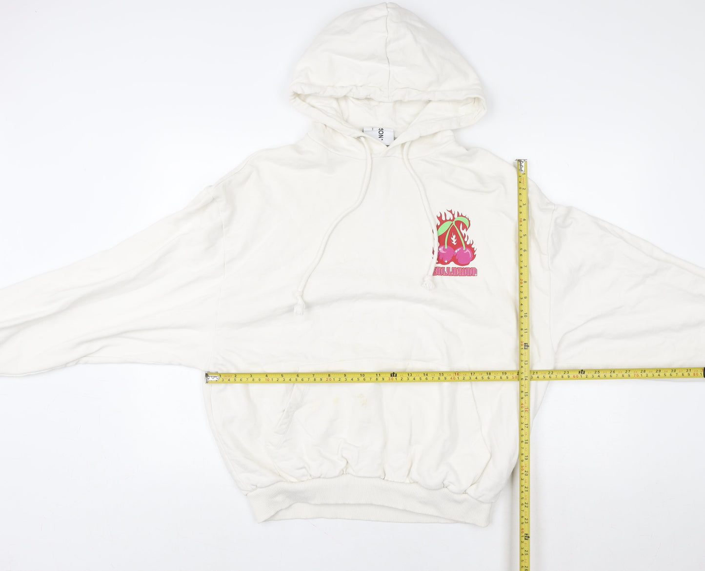 Womens UK Size S COLLUSION White Pullover Hoodie