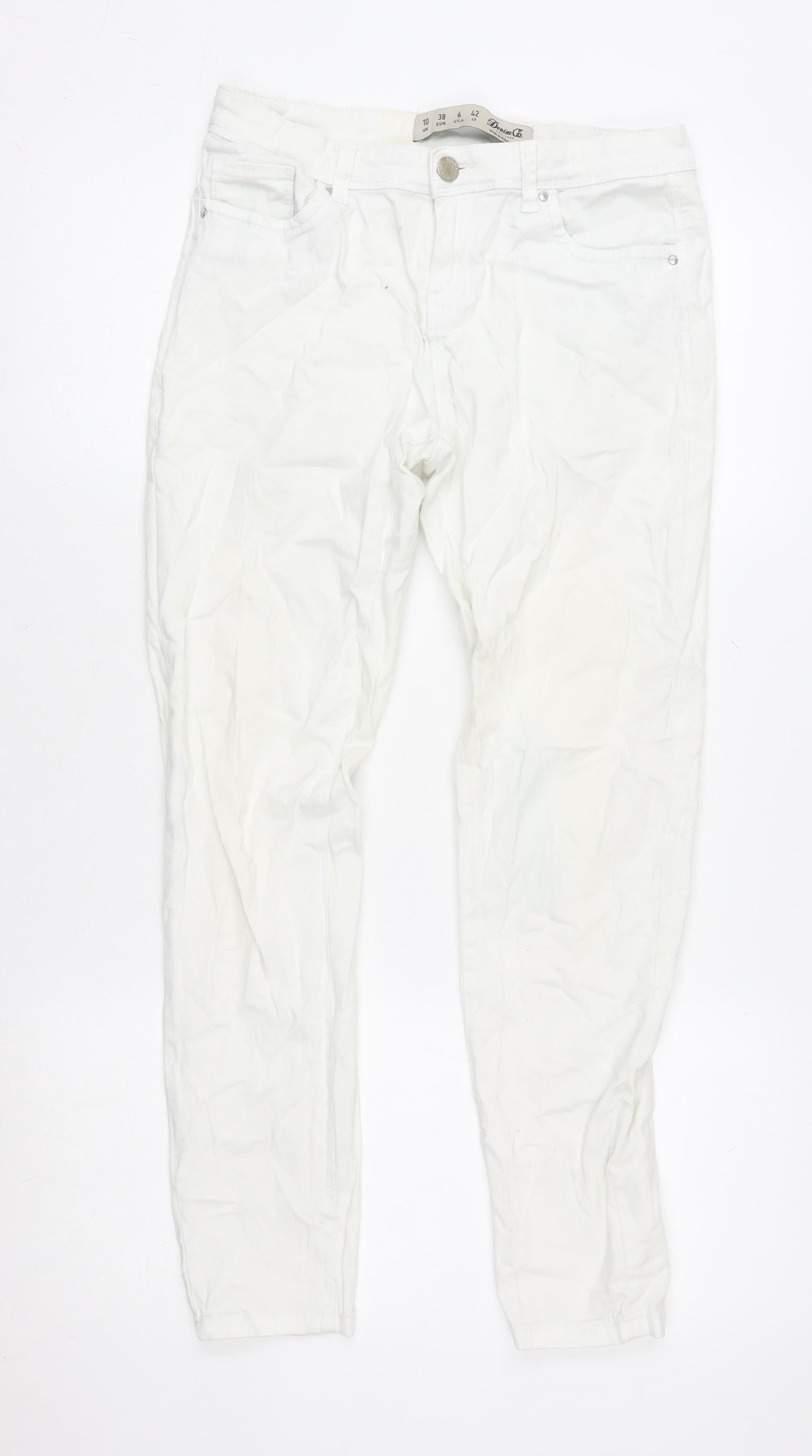 Womens UK Size 10 Denim Co. Regular Fit Straight White Jeans