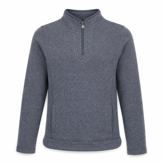 Front view of Weird Fish Blue 1/4 Zip Fleece Sweatshirt unisex adults, size 8, regular fit