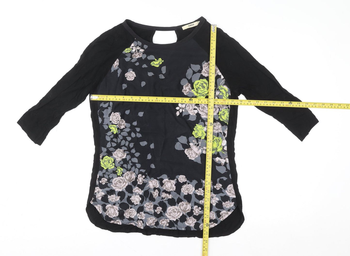 Womens UK Size M Oasis Black Tunic Blouse