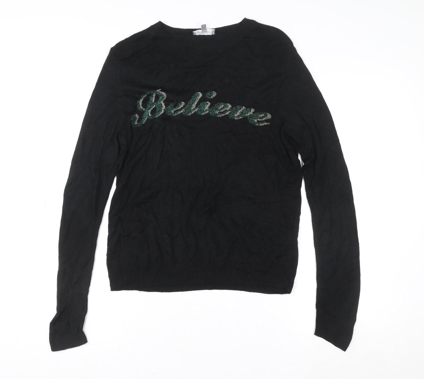 Womens UK Size 10 Principles Black Basic T-Shirt