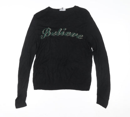 Womens UK Size 10 Principles Black Basic T-Shirt