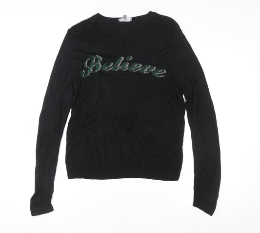 Womens UK Size 10 Principles Black Basic T-Shirt