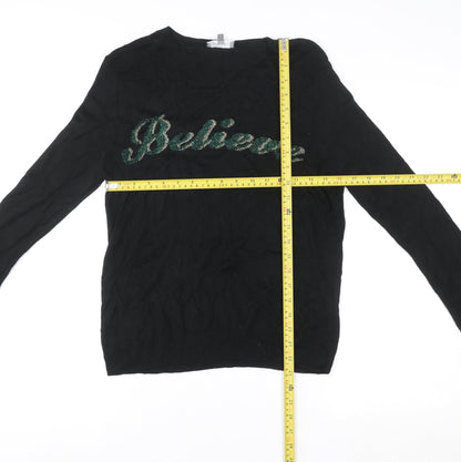 Womens UK Size 10 Principles Black Basic T-Shirt