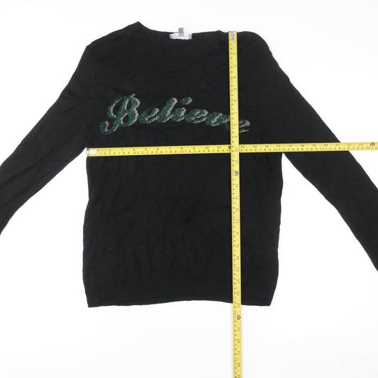 Womens UK Size 10 Principles Black Basic T-Shirt