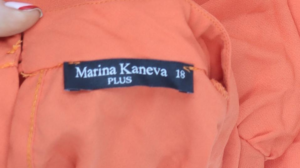 Womens UK Size 18 Plus Marina Kaneva Orange Tunic Blouse