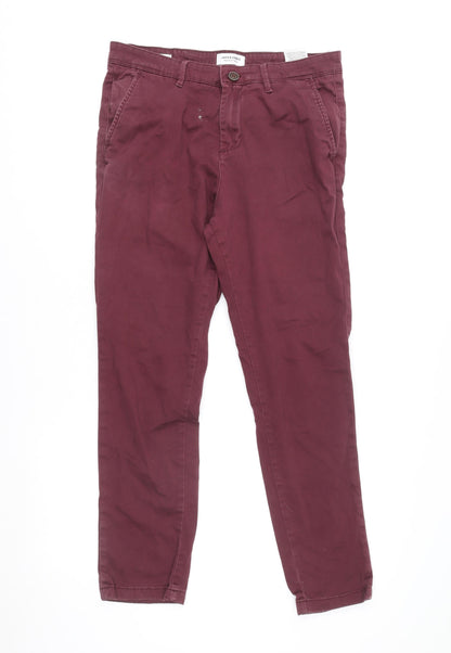 Mens UK Size M JACK & JONES Slim Fit Chino Red Trousers