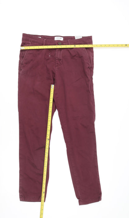 Mens UK Size M JACK & JONES Slim Fit Chino Red Trousers