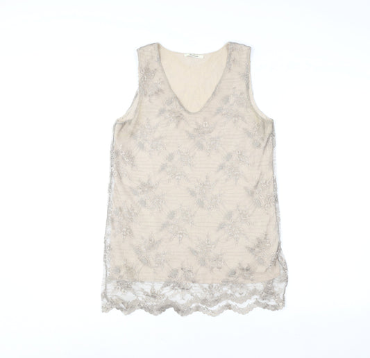 Womens UK Size 10 DEVERNOIS Beige Camisole Tank