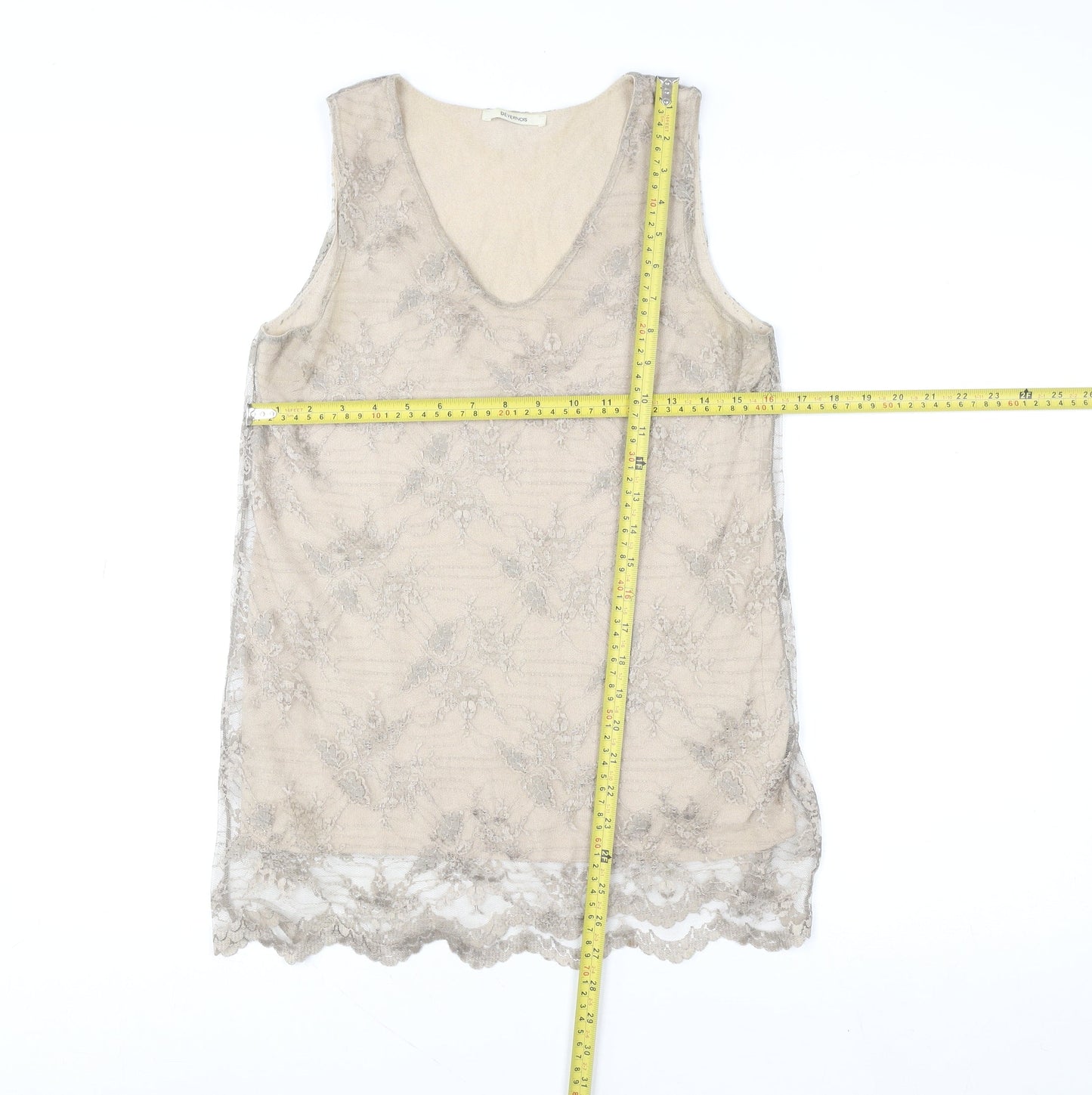 Womens UK Size 10 DEVERNOIS Beige Camisole Tank