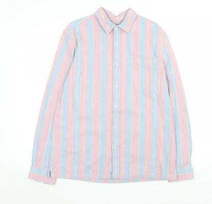Topman Men's Multicoloured Striped Cotton Long Sleeve Button-Up Shirt Size S