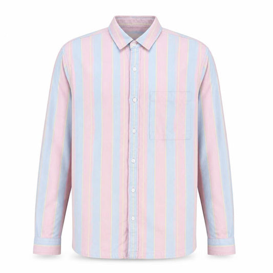 Topman Men's Multicoloured Striped Cotton Long Sleeve Button-Up Shirt Size S