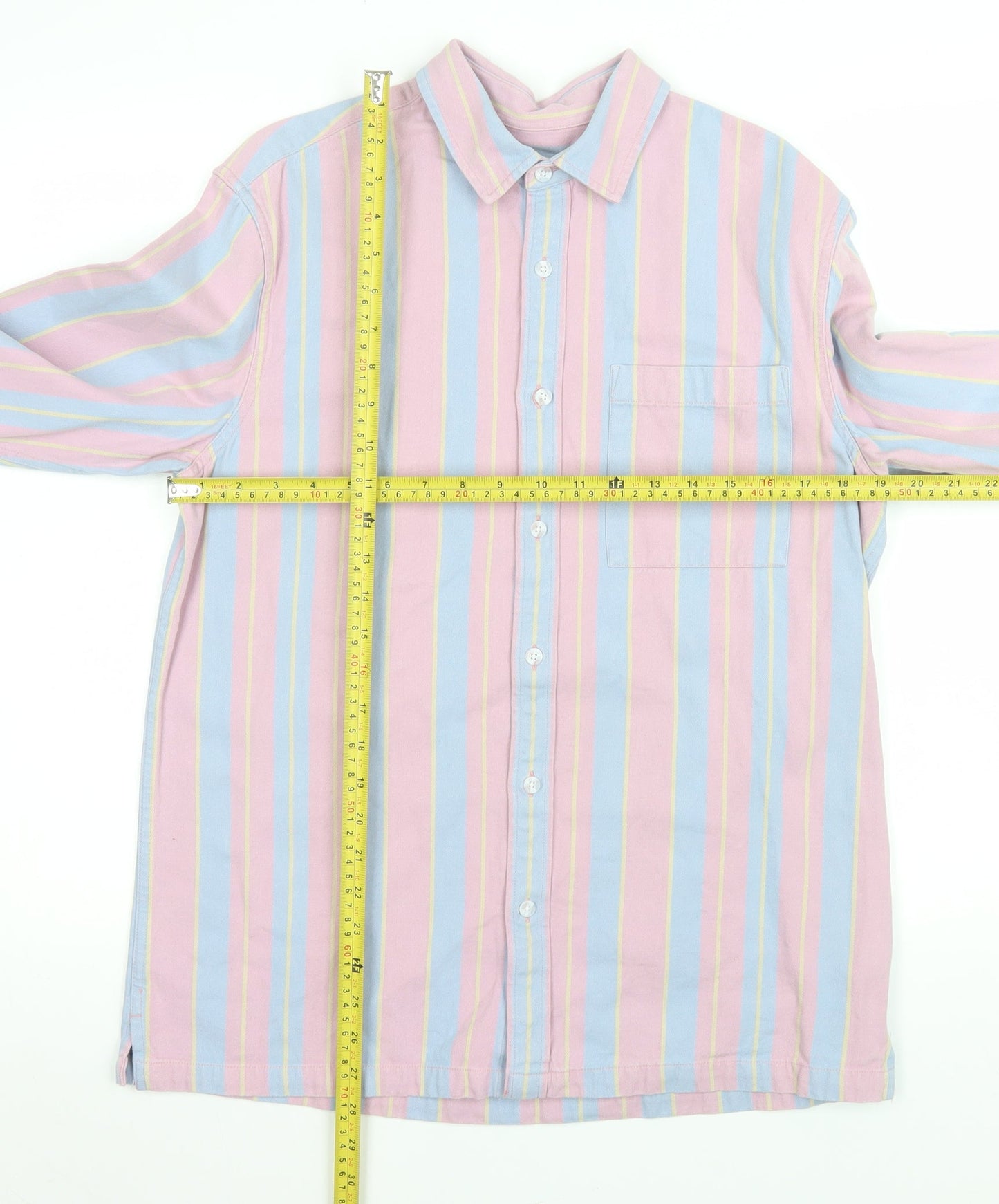 Topman Men's Multicoloured Striped Cotton Long Sleeve Button-Up Shirt Size S