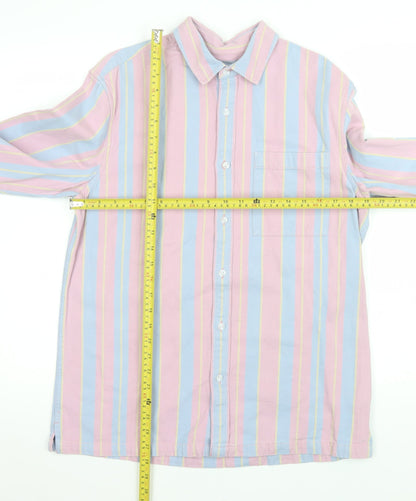 Topman Men's Multicoloured Striped Cotton Long Sleeve Button-Up Shirt Size S