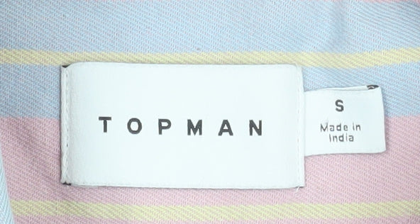 Topman Men's Multicoloured Striped Cotton Long Sleeve Button-Up Shirt Size S