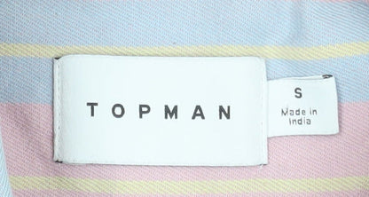 Topman Men's Multicoloured Striped Cotton Long Sleeve Button-Up Shirt Size S